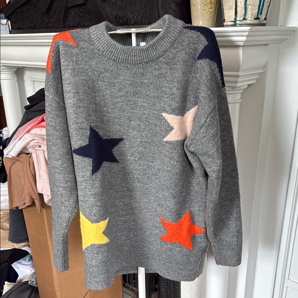 THML Gray Crew Neck Sweater with Colorful‎ Star Pattern- worn a few times - Picture 1 of 4